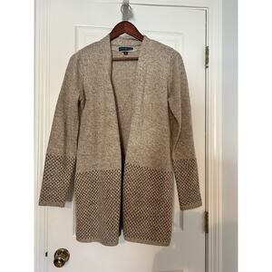 Karen Scott Small Oatmeal Open Front Long Cardigan Sweater Longline